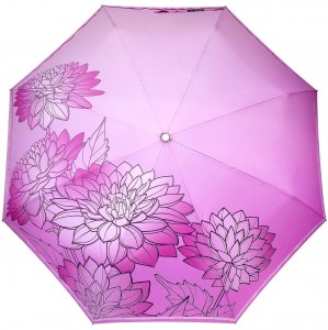 Розовый женский зонт Три слона с цветами, автомат, арт.3680-2