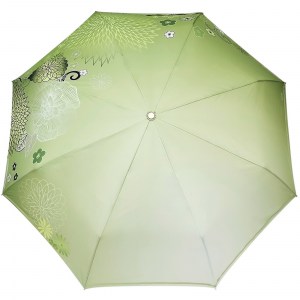 Зеленый женский зонт Три слона с цветами, автомат, арт.3680-4