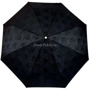 Женский  черный зонт, жаккард, Три Слона женский, автомат, 3 сл.,арт.3812-3