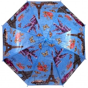 Зонт детский с Эйфелевой башней, голубой, Sky Rain, полуавтомат, арт.910-3