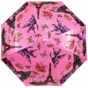 Зонт детский с Эйфелевой башней, розовый, Sky Rain, полуавтомат, арт.910-4
