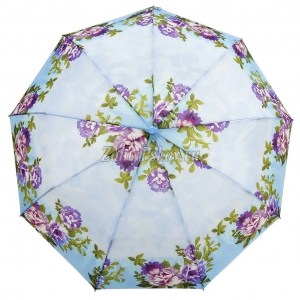 Нежно голубой женский зонт с цветами Lantana полуавтомат арт.690-7