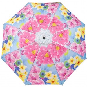 Голубой мини зонт с цветами, Monsoon, механика, 5 сл.,арт.8019-9