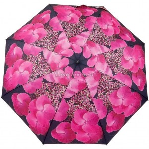 Черный мини зонт с цветами, Monsoon, механика, 5 сл.,арт.8019-11
