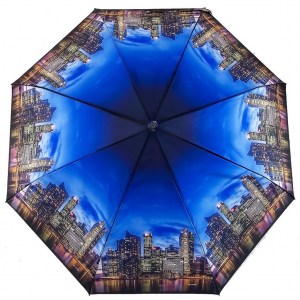 Синего цвета атласный зонтик, Три Слона, полный автомат, 3 сл.,арт.884A 35