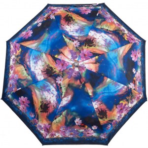 Голубой зонт  Banders с цветами, механика, 3 сл., арт.1012-10