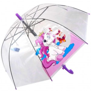 Зонт детский прозрачный с единорогом, Zicco, полуавтомат, арт.1564-1