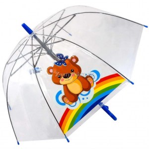 Зонт детский прозрачный с мишкой, Zicco, полуавтомат, арт.1564-2