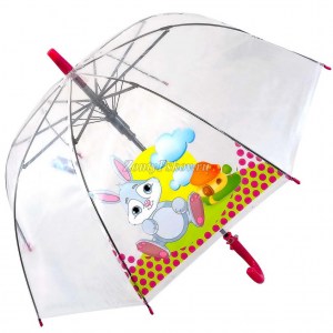 Зонт детский прозрачный с зайкой, Zicco, полуавтомат, арт.1564-3
